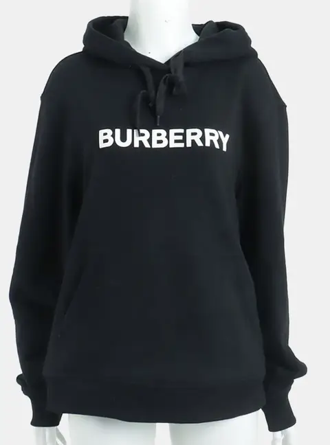 Burberry Black Cotton hooded long-sleeve top Size S