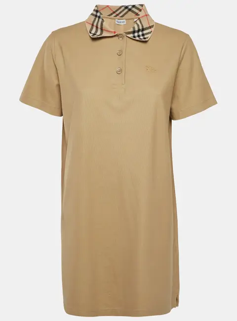 Burberry Beige Cotton Pique Polo T-Shirt Dress L