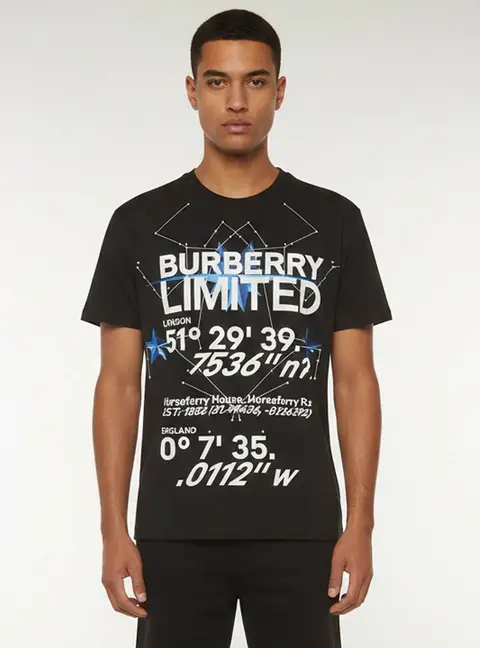 Burberry Black Carrick Star Graphic Jersey Oversized T-Shirt S