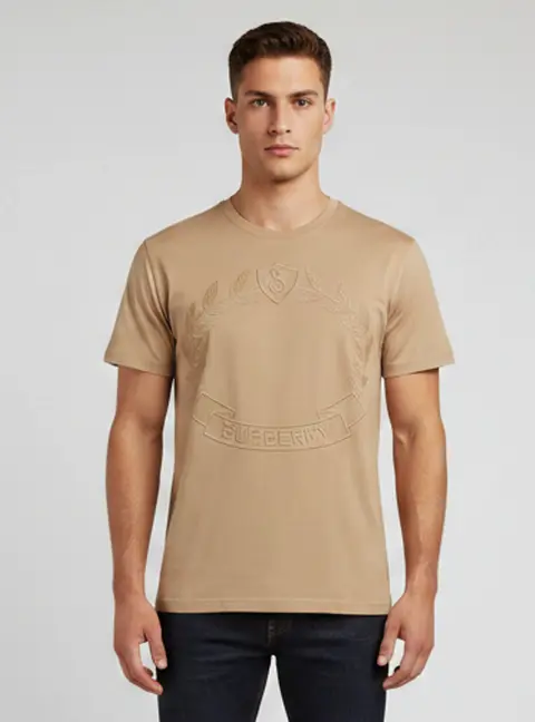 Burberry Beige Logo Embroidered Jersey Crewneck T-Shirt S