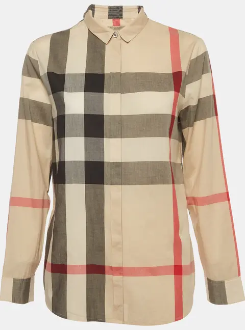 Burberry Multicolor Plaid Cotton Long Sleeve Shirt M