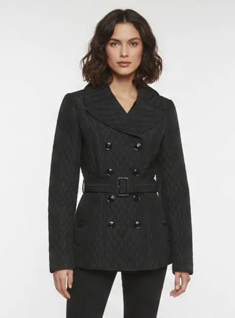 Burberry Black Diamond Quilted Synthetic Double Breasted Jacket S