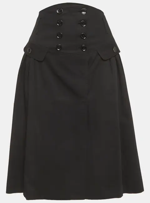 Burberry Black Gabardine Buttoned Pencil Skirt M