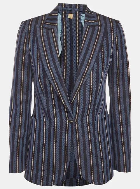 Burberry Blue Striped Jacquard Blazer S