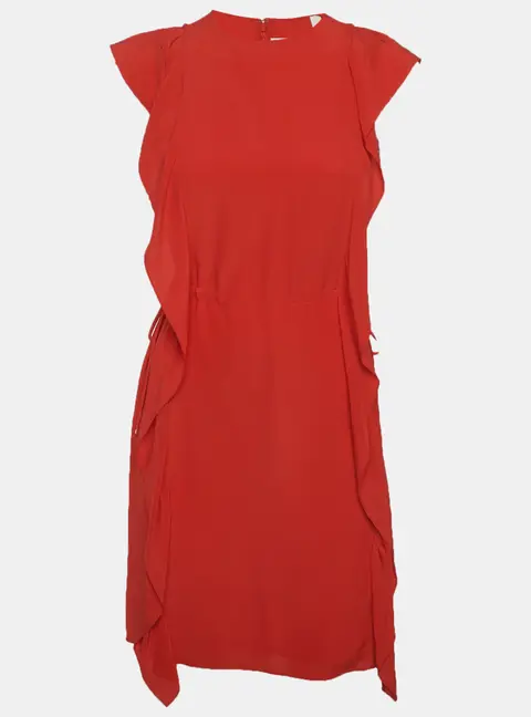 Burberry Red Crepe Ruffled Short Dress S