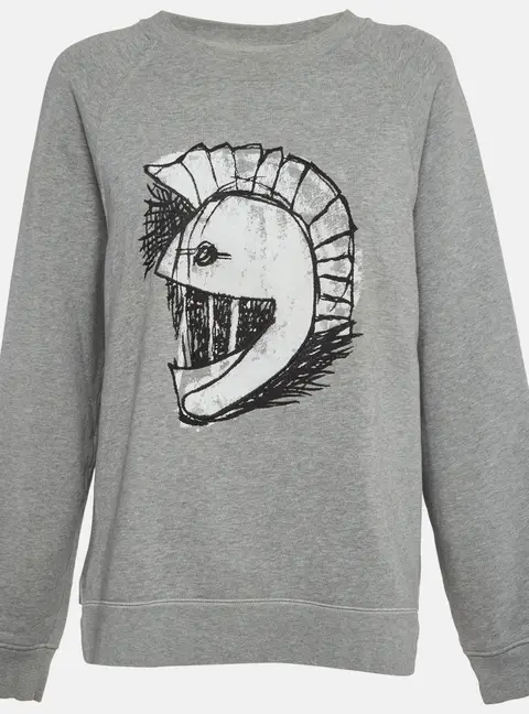 Burberry Grey Pallas Helmet Print Cotton Knit Sweatshirt M