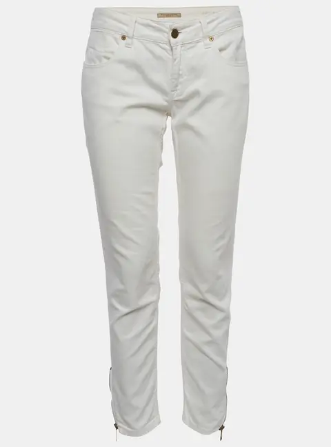 Burberry White Denim Side Zipper Skinny Jeans M/Waist 28"