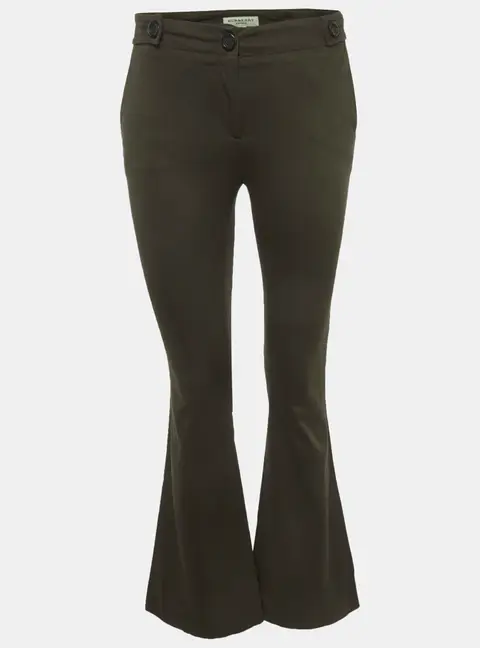 Burberry Green Cotton Flared Trousers S