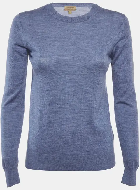 Burberry Blue Wool Elbow Patch Sweatshirt XS