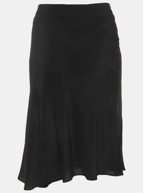Burberry Black Silk Flared Knee Length Skirt M
