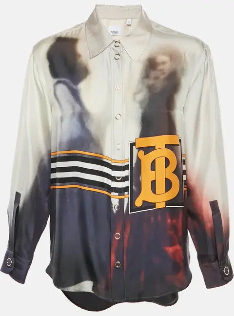 Burberry Multicolour Monogram Print Silk Arianna Shirt S