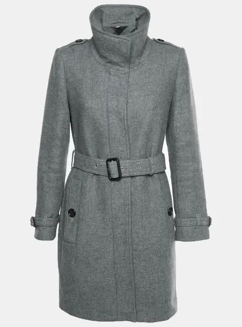 Burberry Grey Wool Felt Belted Coat M