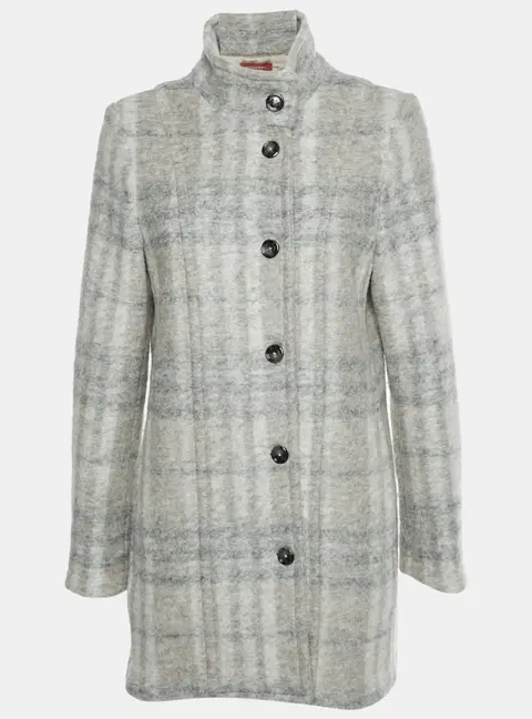 Burberry Grey Checks Wool Coat S