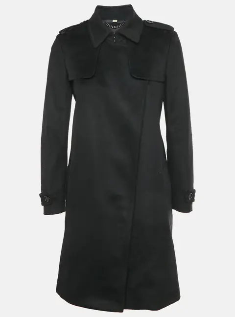 Burberry Black Wool Felt Open Front Coat S