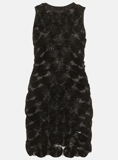 Burberry Black Satin Spiral Rose Mini Dress M