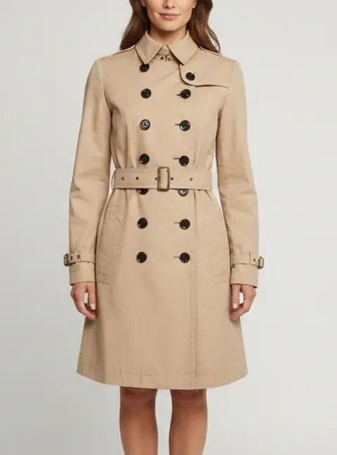 Burberry Brit Beige Cotton Double Breasted Trench Coat S