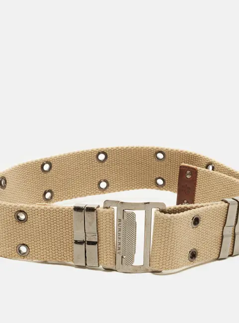 Burberry 65 CM Adjustable Waist Belt Beige/Brown Canvas and Leather