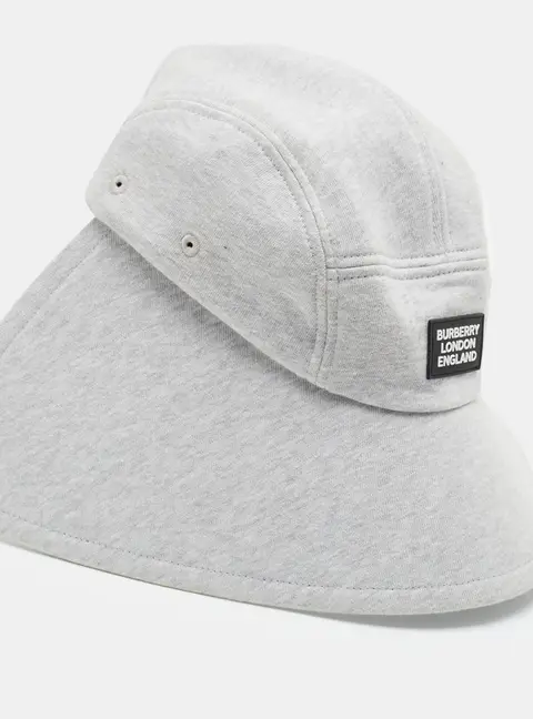 Burberry Grey Logo Applique Cotton Bonnet Cap L