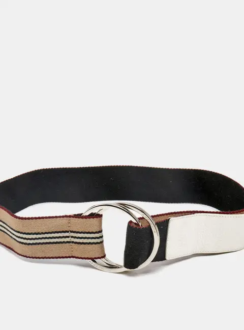 Burberry Multicolor Icon Stripe Canvas Ring Buckle Belt 100CM