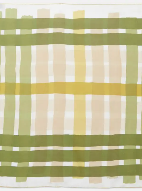Burberry Green Check Print Silk Square Scarf