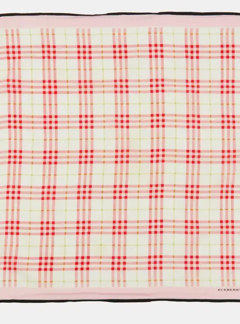 Burberry Pink Checked Cotton Neck/Hand Kerchief