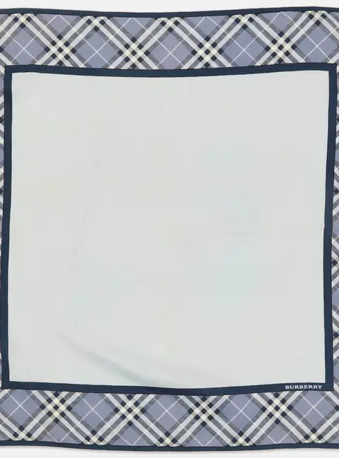 Burberry Blue Checked Cotton Handkerchief