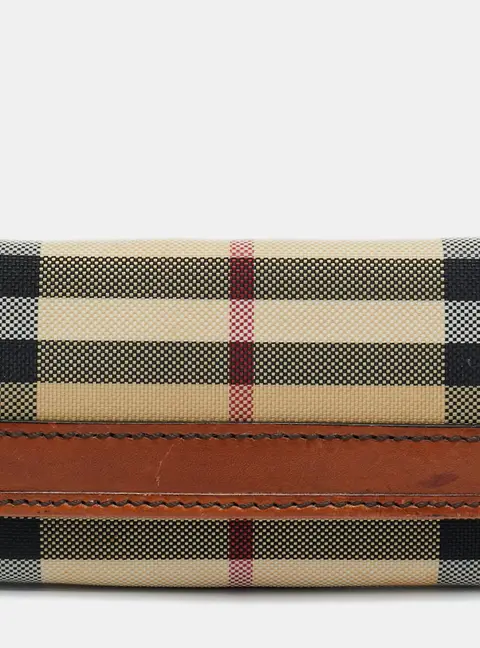 Burberry Key Holder Beige/Brown Haymarket Check Canvas and Leather