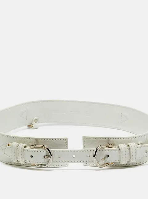 Burberry 100 CM Buckle Belt White Leather