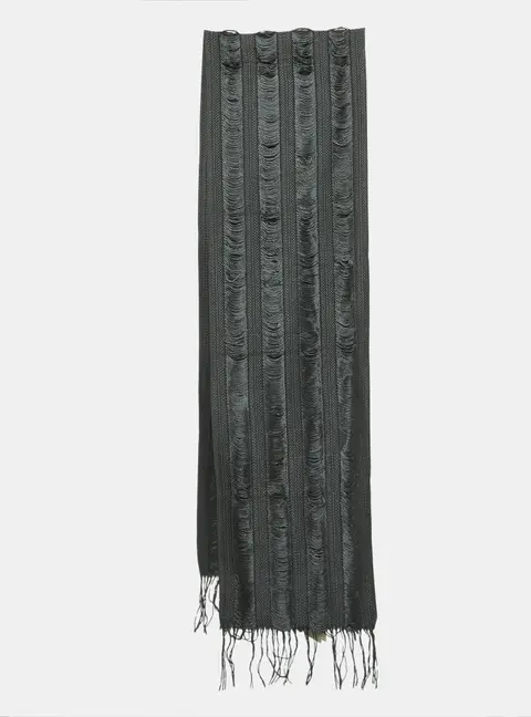 Burberry Grey Wool Fringed Stole