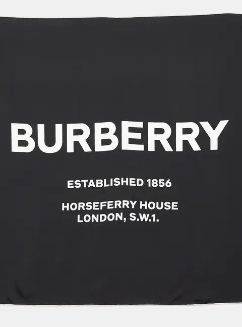 Burberry Black Horseferry inverse Printed Silk Square Scarf