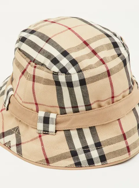 Burberry London Beige Vintage Check Cotton Bucket Hat