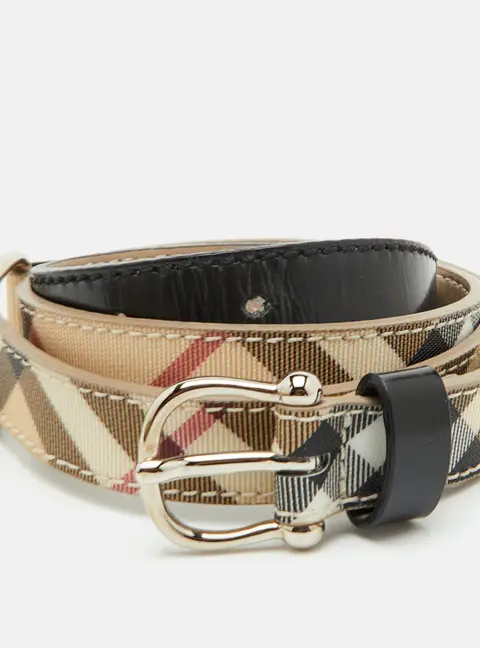 Burberry 80 cm Buckle Belt Beige Coated Canvas