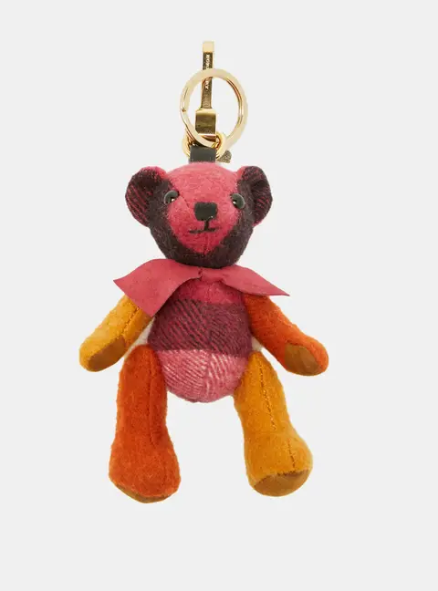 Burberry Fabric Leather Gold Tone Bag Charm
