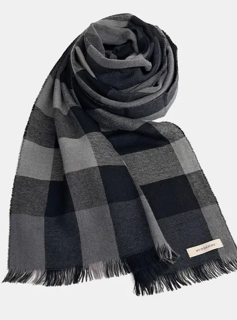 Burberry Black/Grey Wool Scarf
