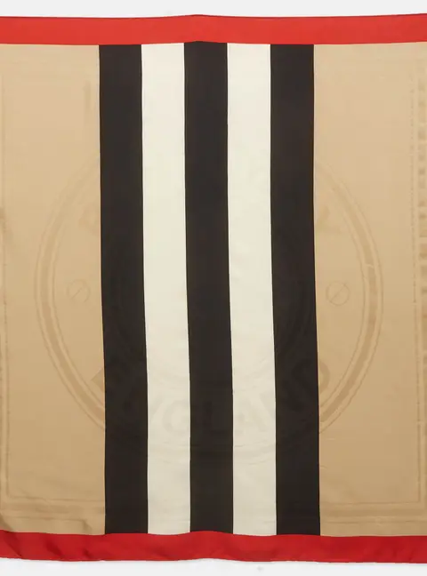 Burberry Beige  Icon Stripe and Logo Graphic Silk Square Scarf