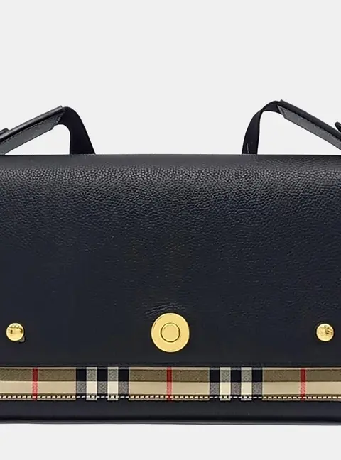 Burberry Black Leather Note Crossbody Bag