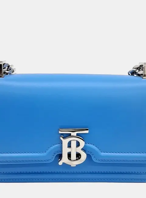 Burberry TB Mini Bright Sky Blue Calfskin Leather Chain Shoulder Bag