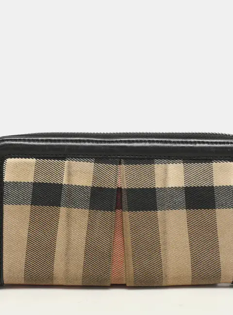 Burberry Beige/Black House Check Canvas and Leather Continental Wallet
