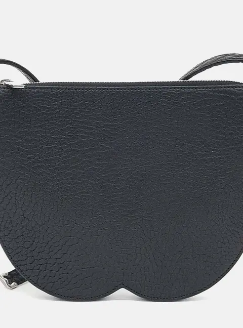 Burberry Chess Mini Black Grained Calfskin Leather Pouch Shoulder Bag