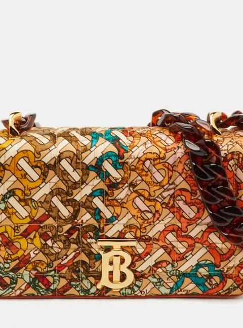 Burberry Multicolor Satin and Leather Small Lola Shoulder Bag