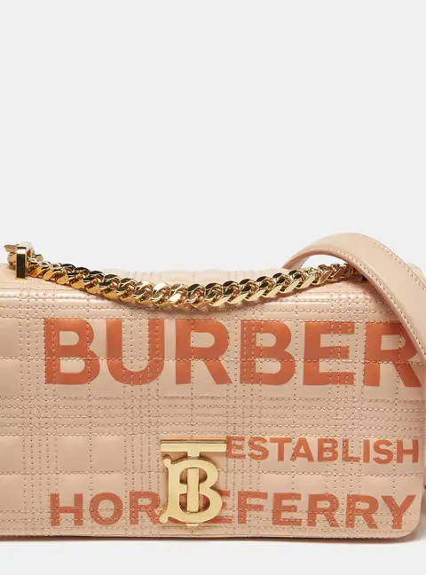 Burberry Horseferry Lola Small Peach Quilted Leather Shoulder Bag