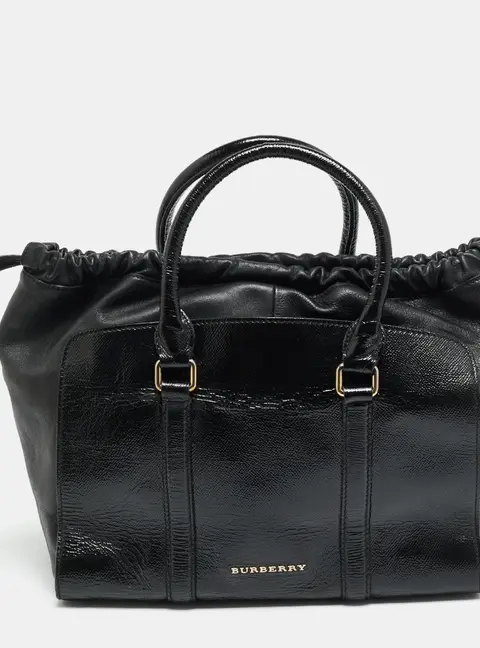 Burberry Dinton Medium Black Patent Leather Tote