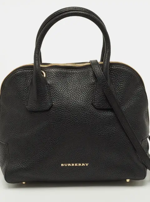 Burberry Greenwood Black Grained Leather Satchel