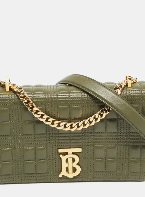 Burberry Lola Small Green Quilted Leather Shoulder Bag