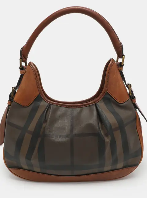 Burberry Brooklyn Brown House Check PVC and Leather Hobo