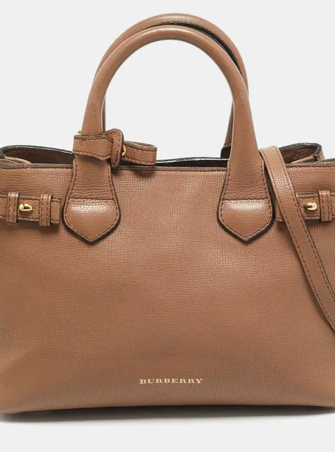 Burberry Banner Small Brown/Beige House Check Fabric and Leather Tote