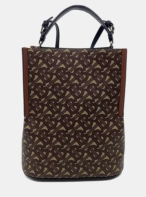 Burberry Black/Brown Canvas Peggy Bucket Bag