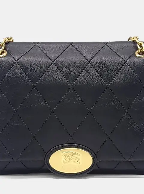 Burberry Black Leather chain shoulder bag