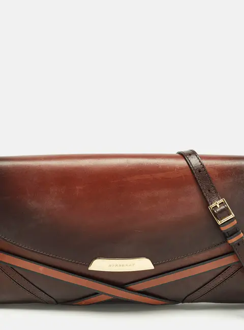 Burberry Abbott Ombre Brown Leather Shoulder Bag