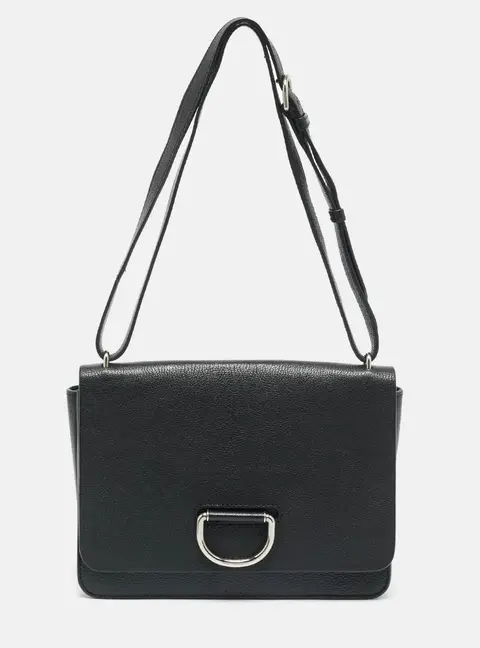 Burberry D-Ring Medium Black Leather Shoulder Bag